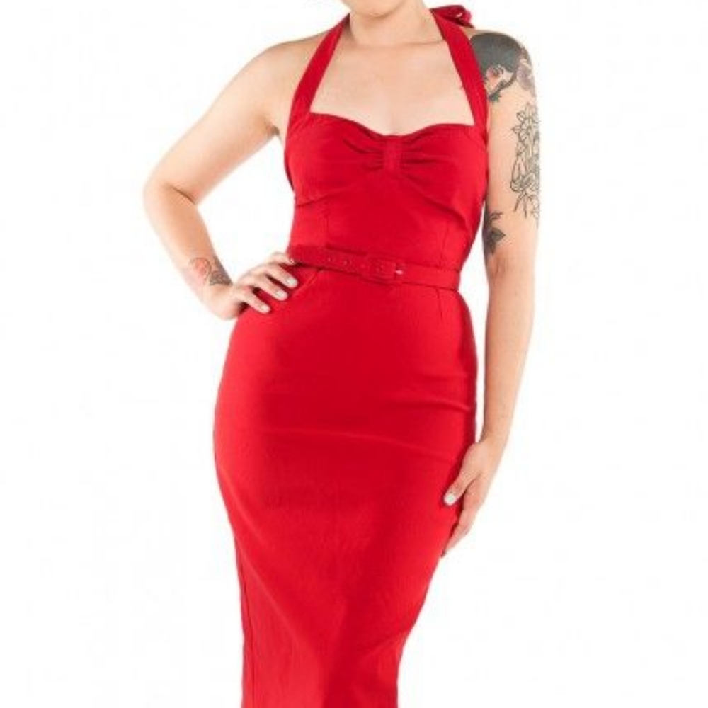 EUC Pinup Couture Dames Halter Wiggle Dress ❤️